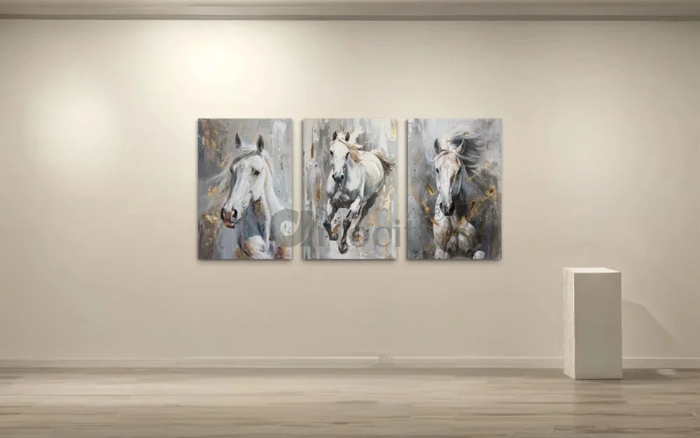 White Horse Trio Modern Abstract Canvas Giclee Print Set(White Horse Trio Modern Abstract Canvas Giclee Print Set) 5 White Horse Trio Modern Abstract Canvas Giclee Print Set(White Horse Trio Modern Abstract Canvas Giclee Print Set) - Image 3
