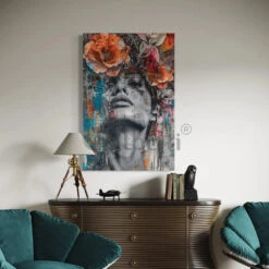 Woman With Flower Modern Abstract Canvas Giclee Print(Woman With Flower Modern Abstract Canvas Giclee Print) 12 Woman With Flower Modern Abstract Canvas Giclee Print(Woman With Flower Modern Abstract Canvas Giclee Print) -Artociti Sale Store woman with flower modern abstract canvas giclee print 18x12 inch 683