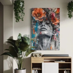 Woman With Flower Modern Abstract Canvas Giclee Print(Woman With Flower Modern Abstract Canvas Giclee Print)