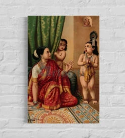 Yashoda With Krishna By Raja Ravi Varma Famous Canvas Painting(Yashoda With Krishna By Raja Ravi Varma Famous Canvas Painting)