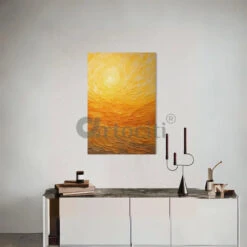 Yellow & Orange Sun Landscape Modern Abstract Canvas Painting(Radiant Horizon Yellow Orange Sun Landscape Modern Abstract Canvas Painting)