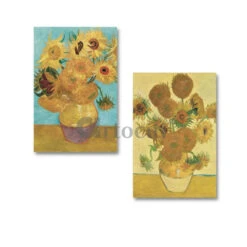 Yellow Sunflowers By Vincent Van Gogh In Size 16X24 Inches Set Of 2 Canvas Painting(Yellow Sunflowers By Vincent Van Gogh Large Size 16x24 Inches Set Of 3 Canvas Painting High Quality Giclee Print Ready To Hang) -Artociti Sale Store yellow sunflowers by vincent van gogh in size 16x24 inches set of 2 canvas painting 24x16 inch 455